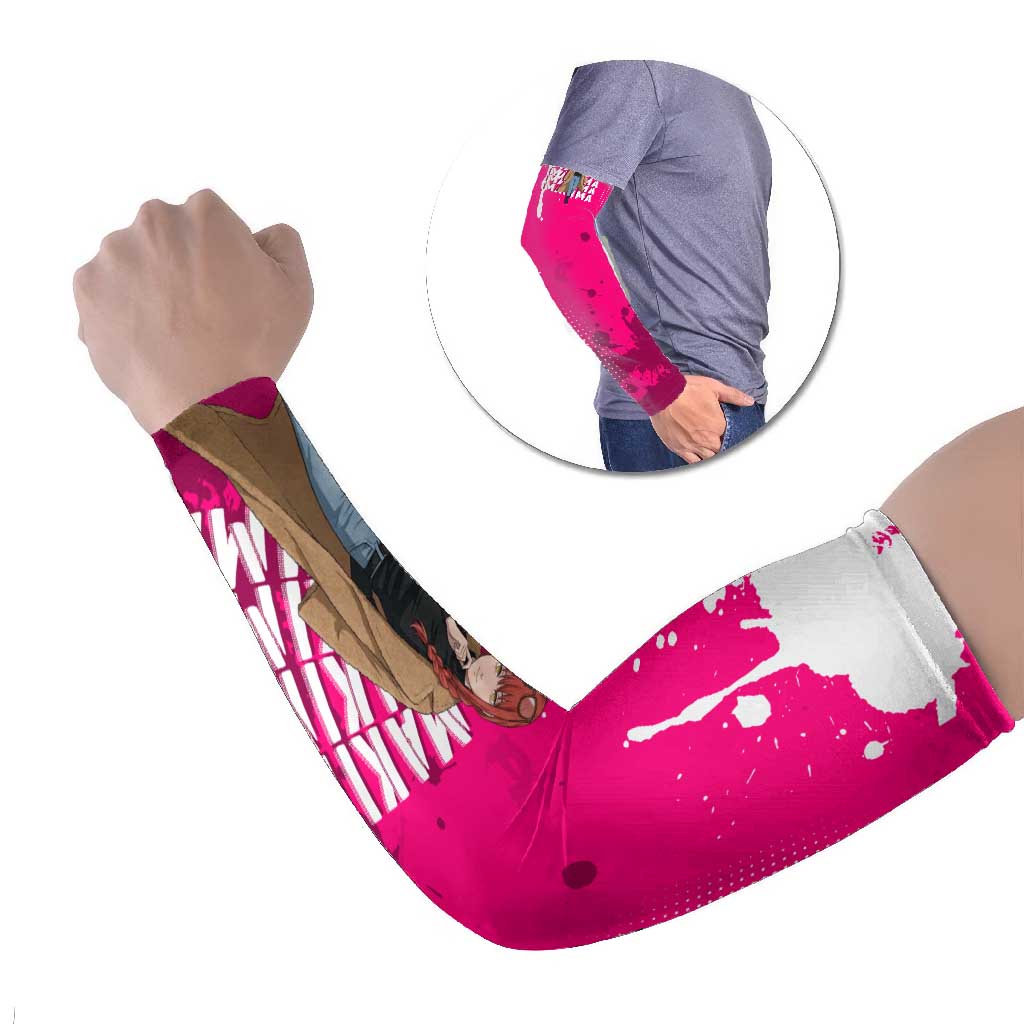 Makima Chainsaw Man Street Style Arm Sleeves Bold Anime Grunge Aesthetic in Hot Pink