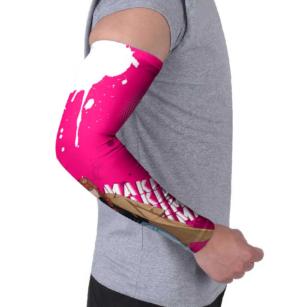 Makima Chainsaw Man Street Style Arm Sleeves Bold Anime Grunge Aesthetic in Hot Pink