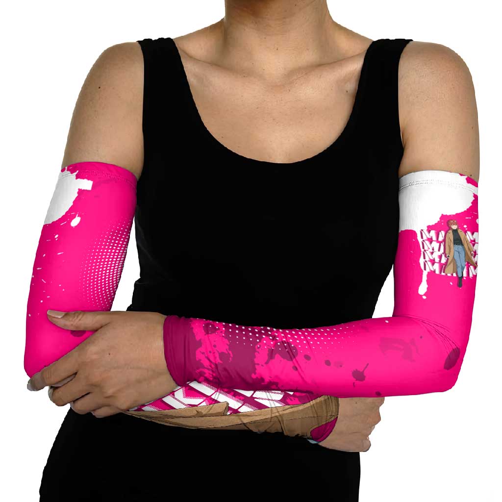 Makima Chainsaw Man Street Style Arm Sleeves Bold Anime Grunge Aesthetic in Hot Pink