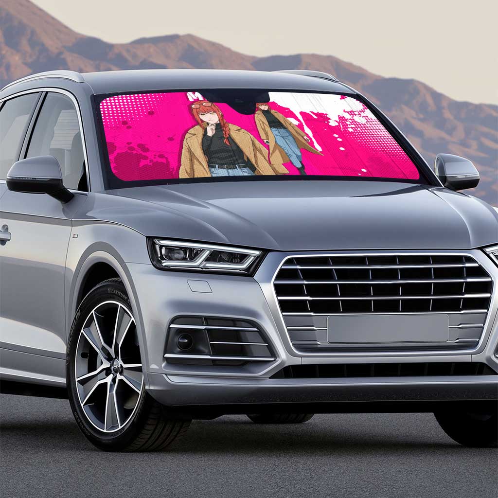 Makima Chainsaw Man Street Style Auto Sun Shade Bold Anime Grunge Aesthetic in Hot Pink