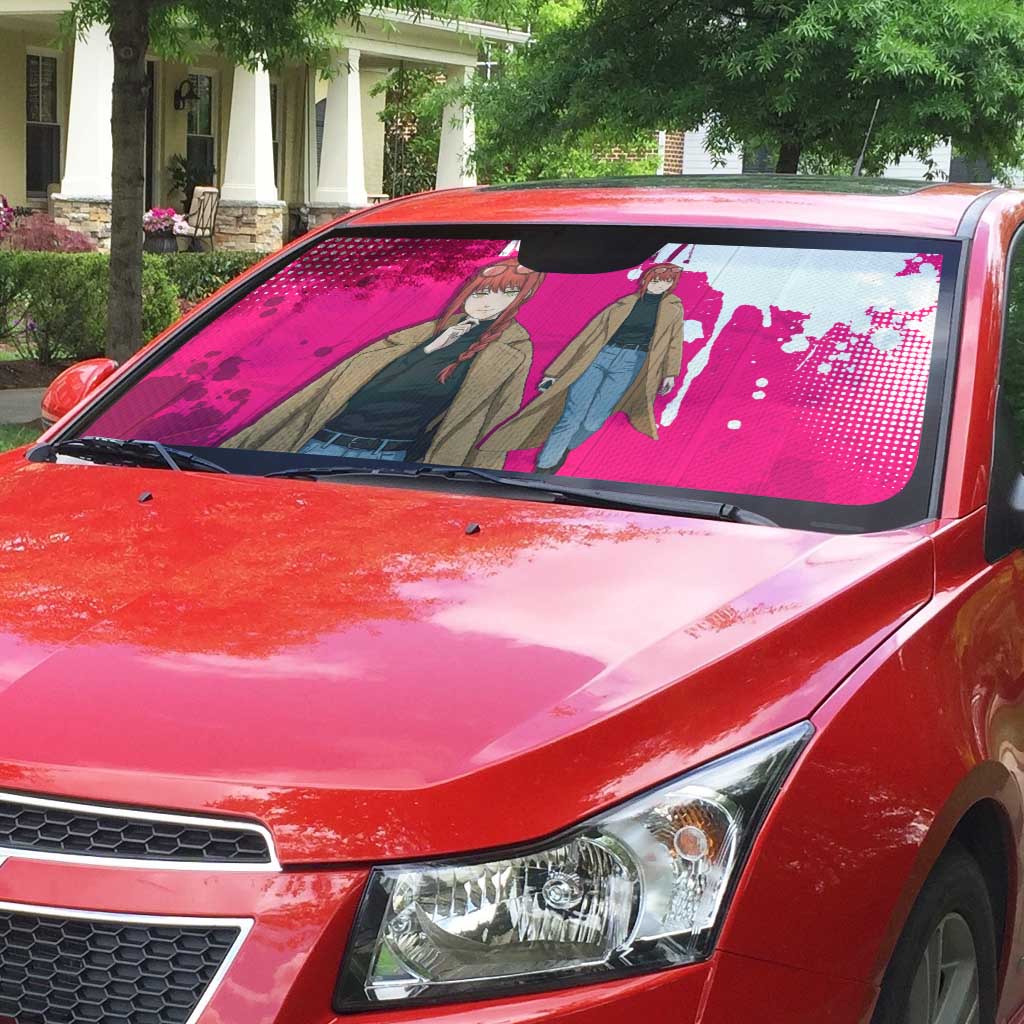 Makima Chainsaw Man Street Style Auto Sun Shade Bold Anime Grunge Aesthetic in Hot Pink