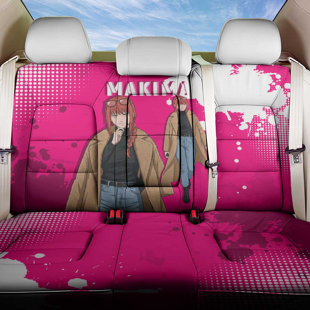 Makima Chainsaw Man Street Style Back Car Seat Cover Bold Anime Grunge Aesthetic in Hot Pink