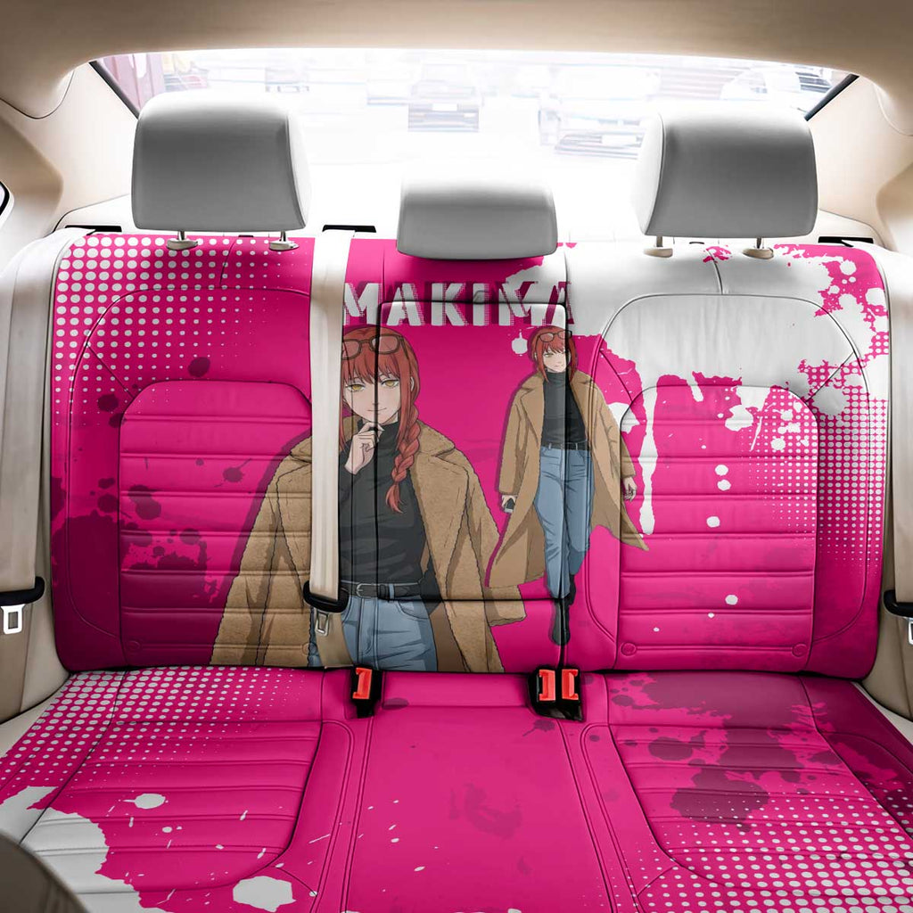 Makima Chainsaw Man Street Style Back Car Seat Cover Bold Anime Grunge Aesthetic in Hot Pink
