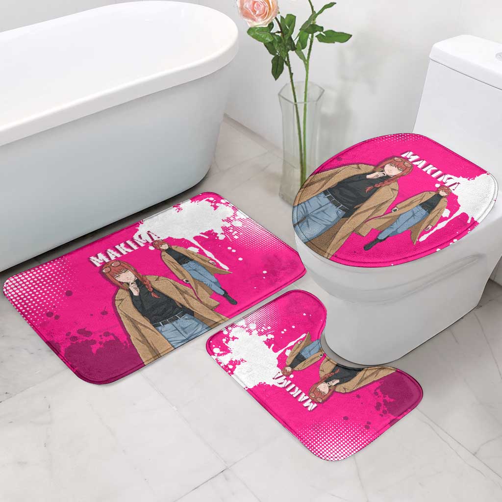 Makima Chainsaw Man Street Style Bathroom Set Bold Anime Grunge Aesthetic in Hot Pink