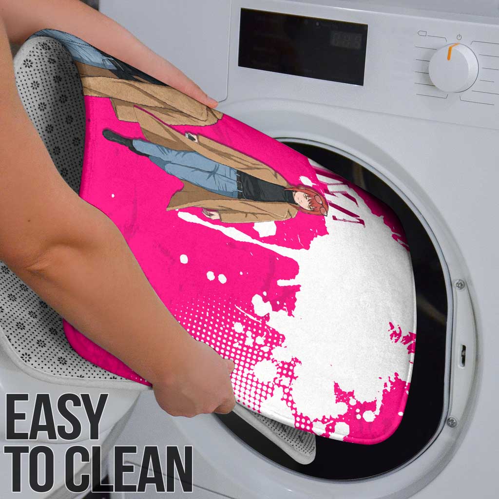 Makima Chainsaw Man Street Style Bathroom Set Bold Anime Grunge Aesthetic in Hot Pink