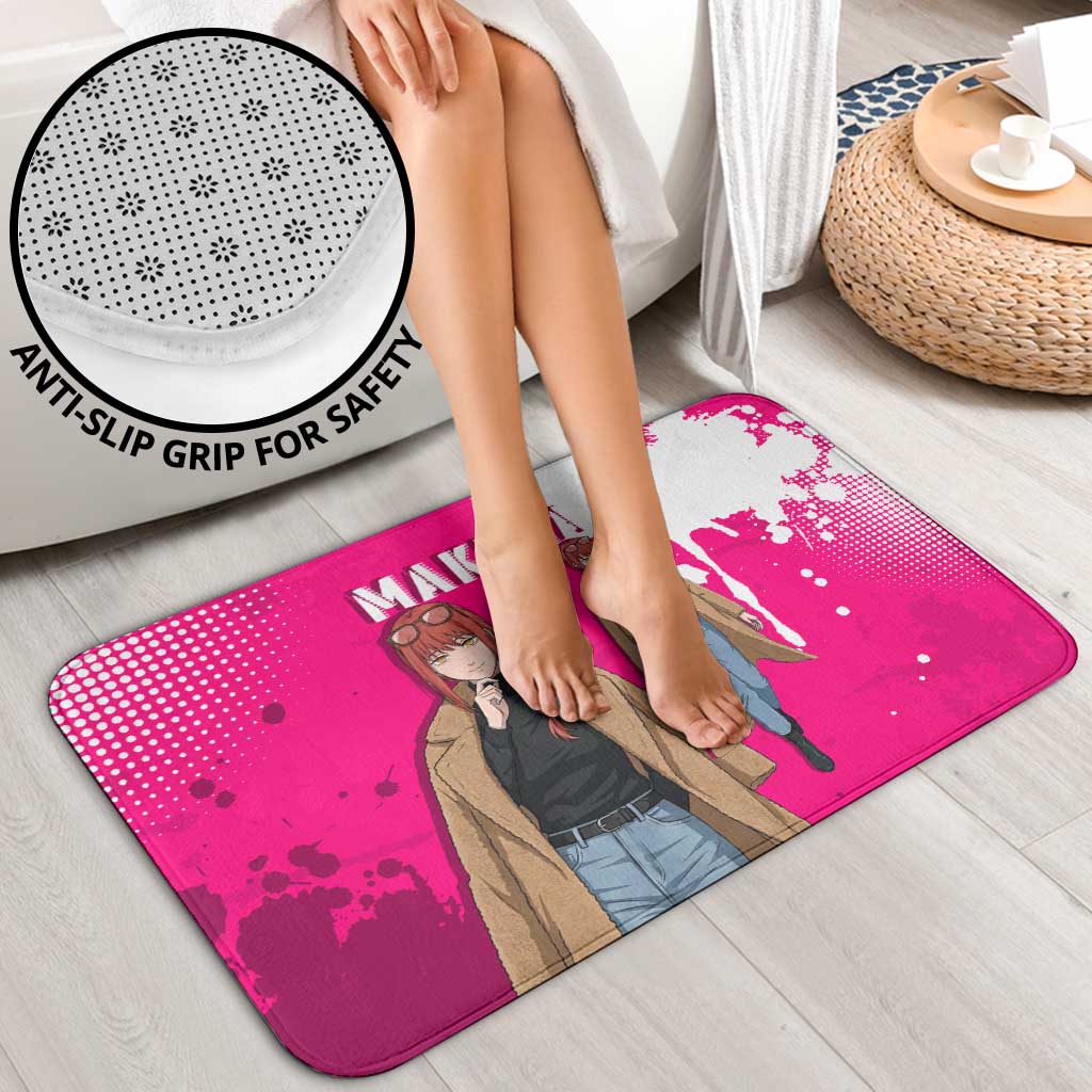 Makima Chainsaw Man Street Style Bathroom Set Bold Anime Grunge Aesthetic in Hot Pink