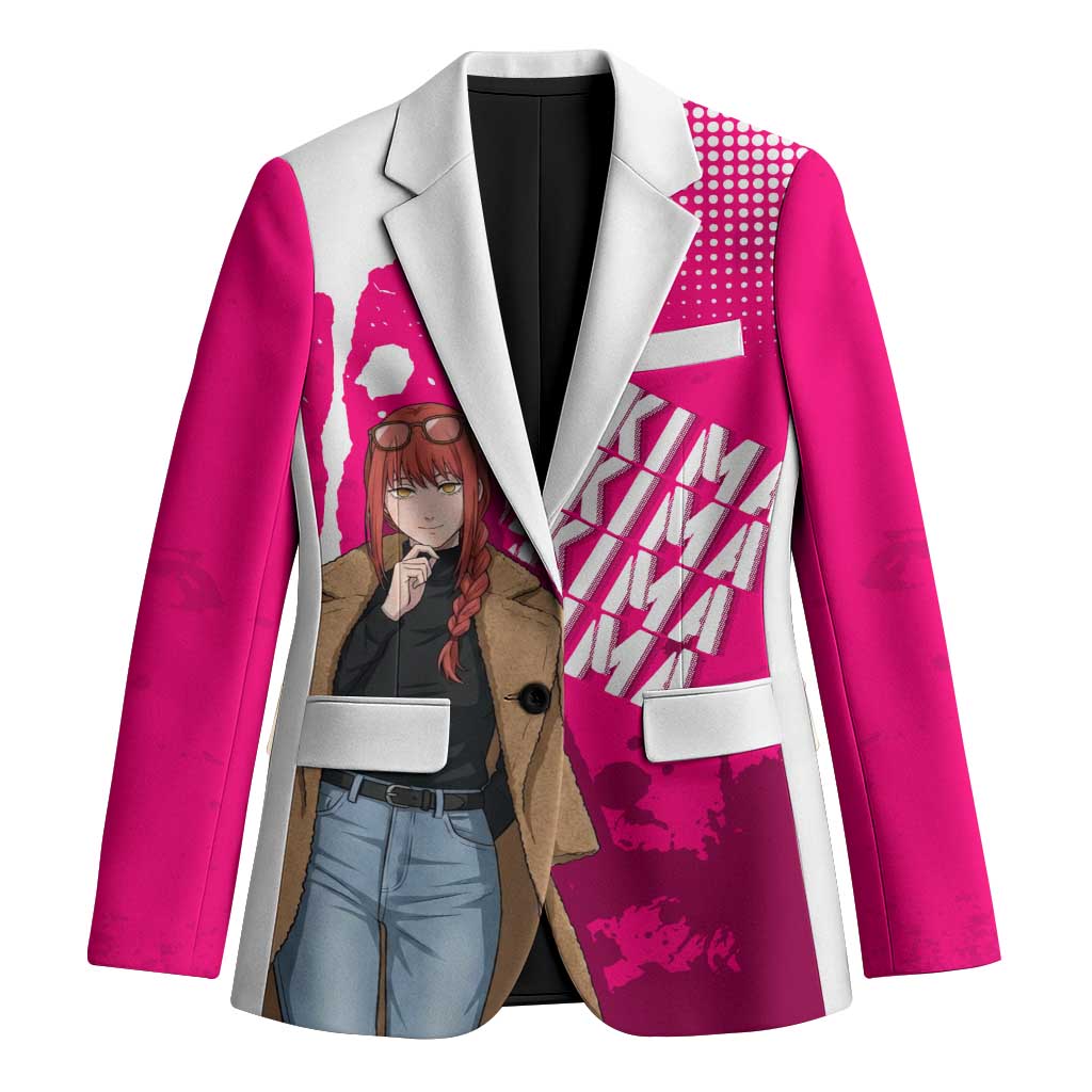 Makima Chainsaw Man Street Style Blazer Bold Anime Grunge Aesthetic in Hot Pink