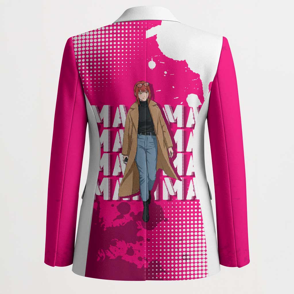 Makima Chainsaw Man Street Style Blazer Bold Anime Grunge Aesthetic in Hot Pink