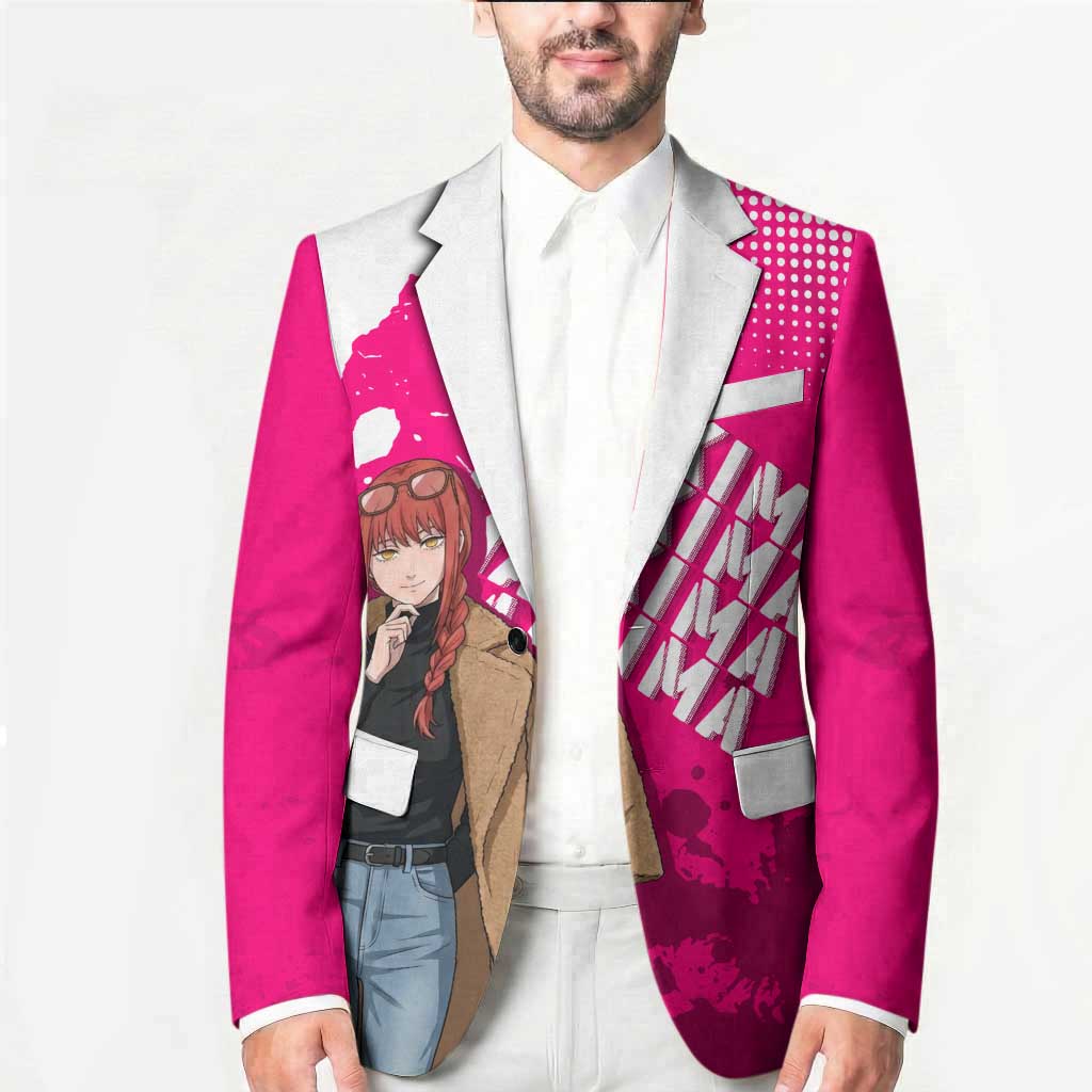 Makima Chainsaw Man Street Style Blazer Bold Anime Grunge Aesthetic in Hot Pink