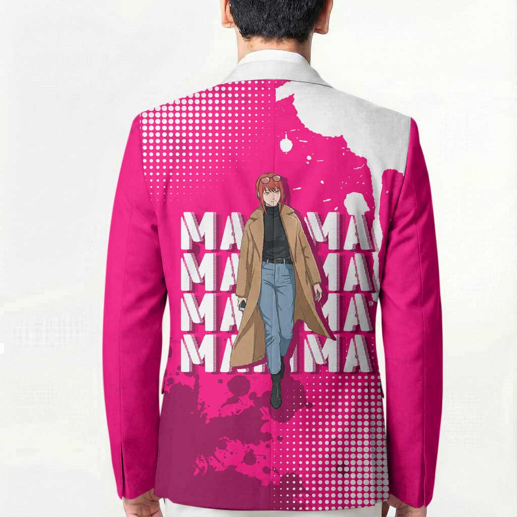 Makima Chainsaw Man Street Style Blazer Bold Anime Grunge Aesthetic in Hot Pink