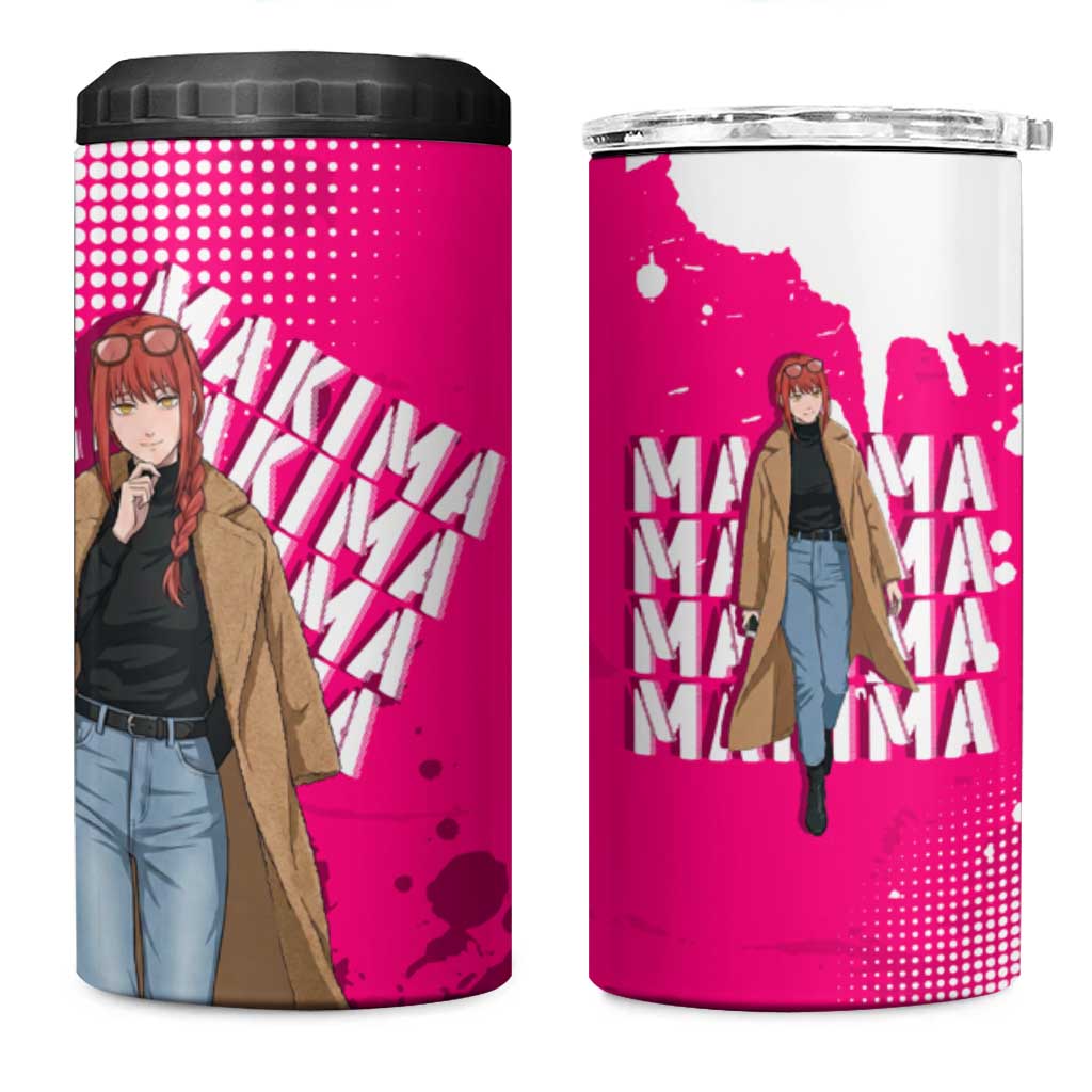 Makima Chainsaw Man Street Style 4 in 1 Can Cooler Tumbler Bold Anime Grunge Aesthetic in Hot Pink