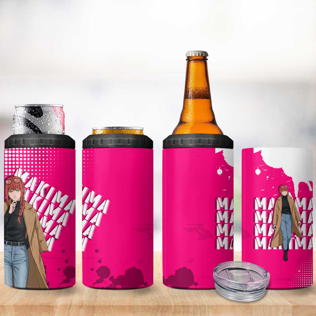 Makima Chainsaw Man Street Style 4 in 1 Can Cooler Tumbler Bold Anime Grunge Aesthetic in Hot Pink