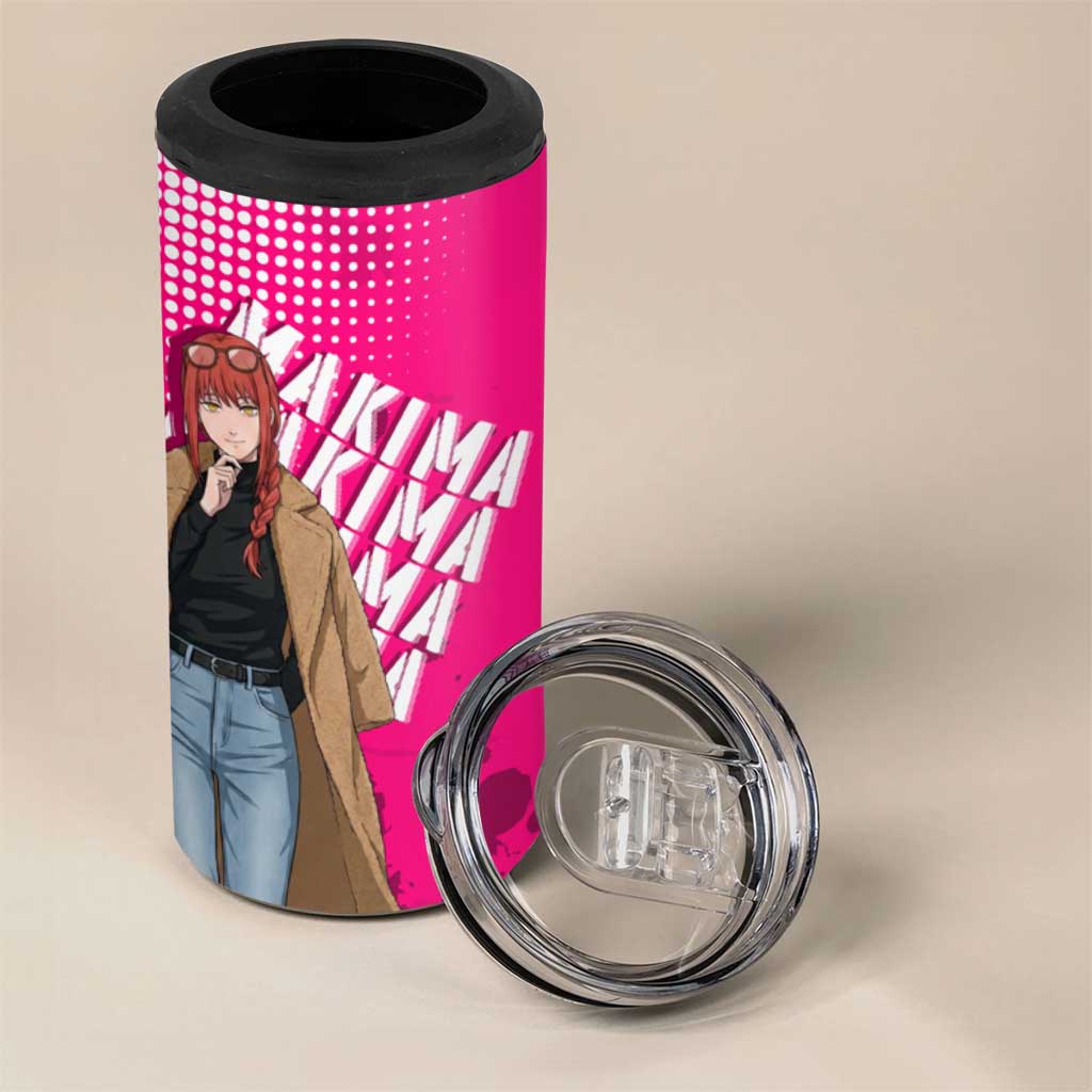 Makima Chainsaw Man Street Style 4 in 1 Can Cooler Tumbler Bold Anime Grunge Aesthetic in Hot Pink