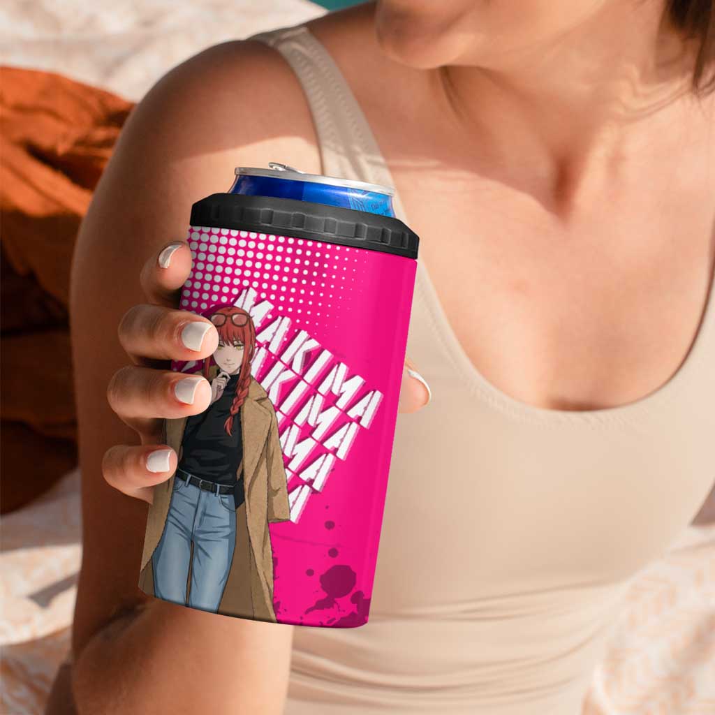 Makima Chainsaw Man Street Style 4 in 1 Can Cooler Tumbler Bold Anime Grunge Aesthetic in Hot Pink