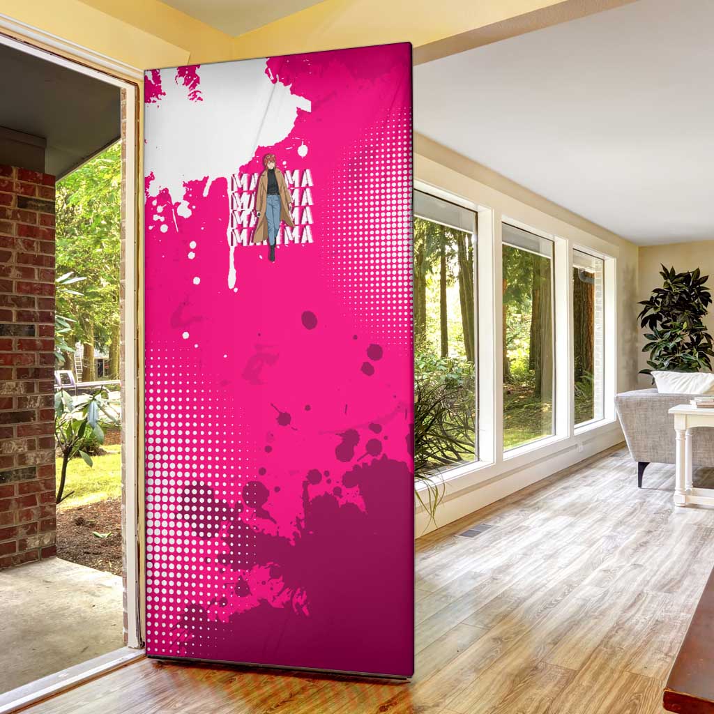 Makima Chainsaw Man Street Style Door Cover Bold Anime Grunge Aesthetic in Hot Pink