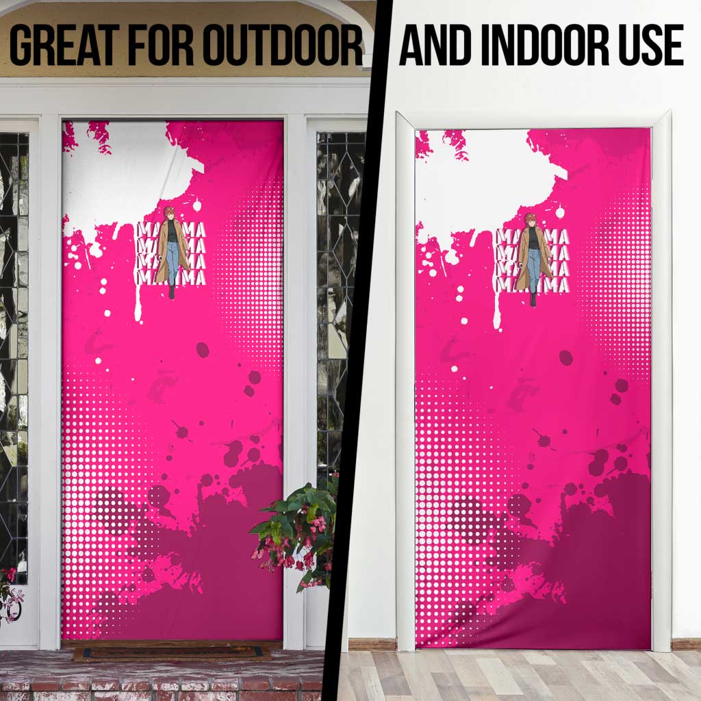Makima Chainsaw Man Street Style Door Cover Bold Anime Grunge Aesthetic in Hot Pink