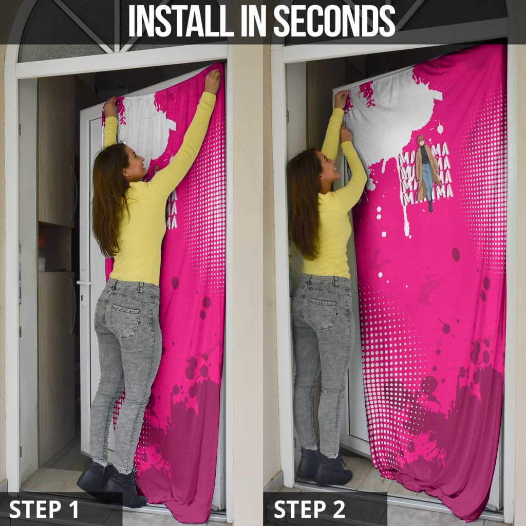 Makima Chainsaw Man Street Style Door Cover Bold Anime Grunge Aesthetic in Hot Pink