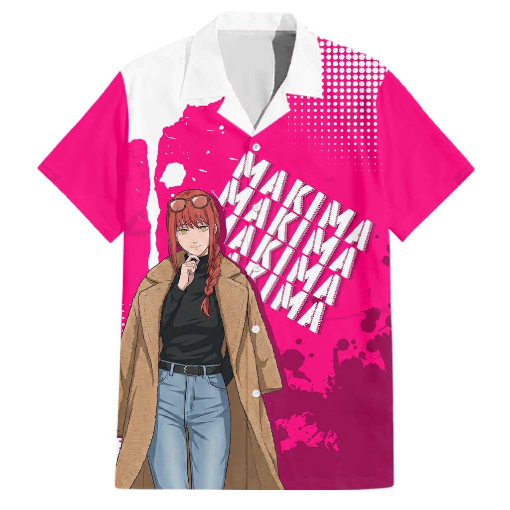 Makima Chainsaw Man Street Style Family Matching Mermaid Dress and Hawaiian Shirt Bold Anime Grunge Aesthetic in Hot Pink