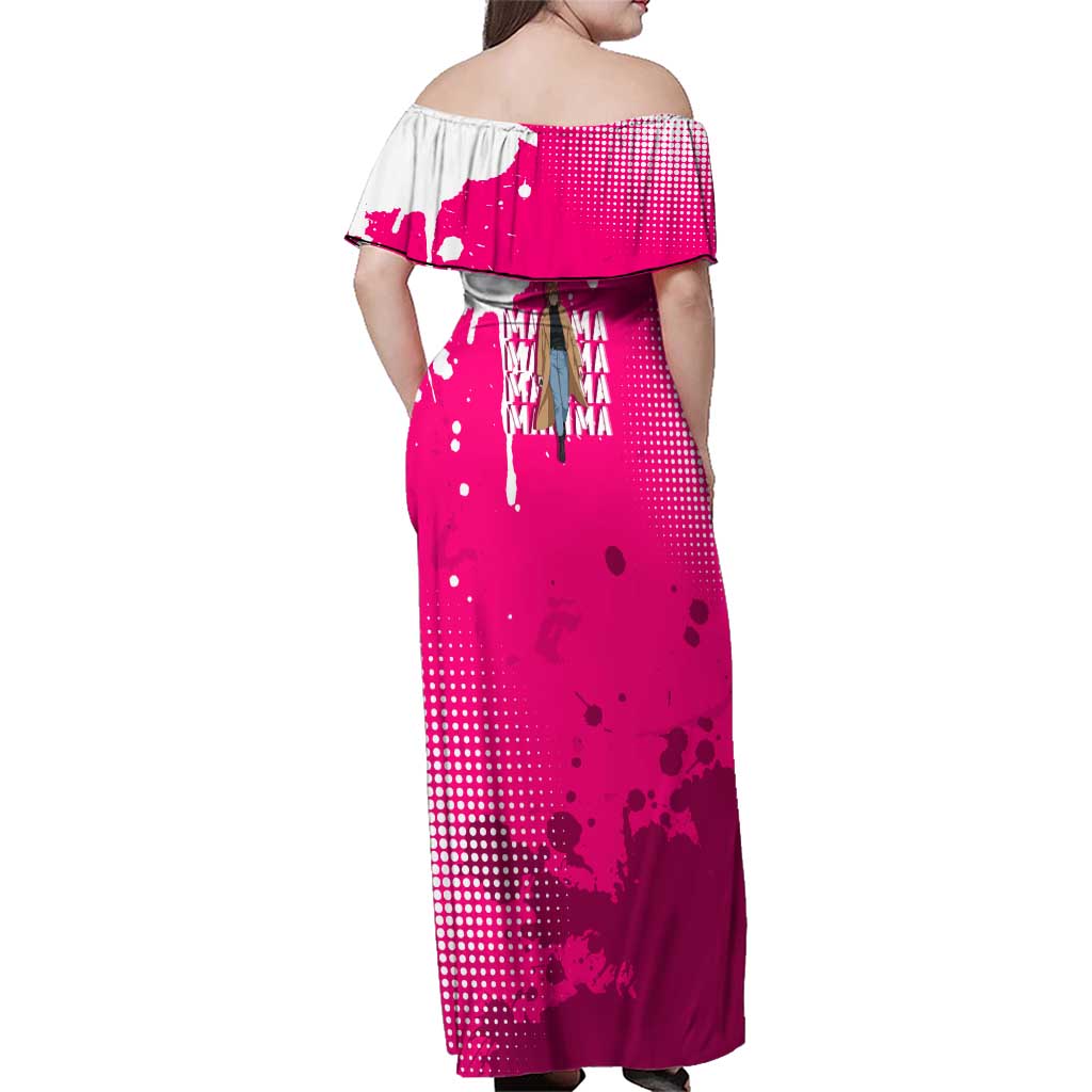 Makima Chainsaw Man Street Style Family Matching Off Shoulder Maxi Dress and Hawaiian Shirt Bold Anime Grunge Aesthetic in Hot Pink