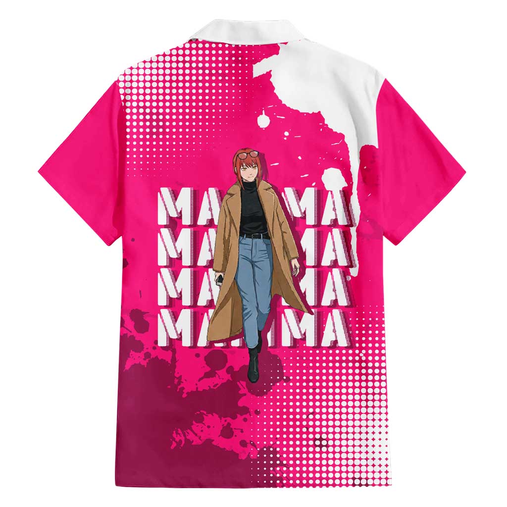 Makima Chainsaw Man Street Style Family Matching Summer Maxi Dress and Hawaiian Shirt Bold Anime Grunge Aesthetic in Hot Pink