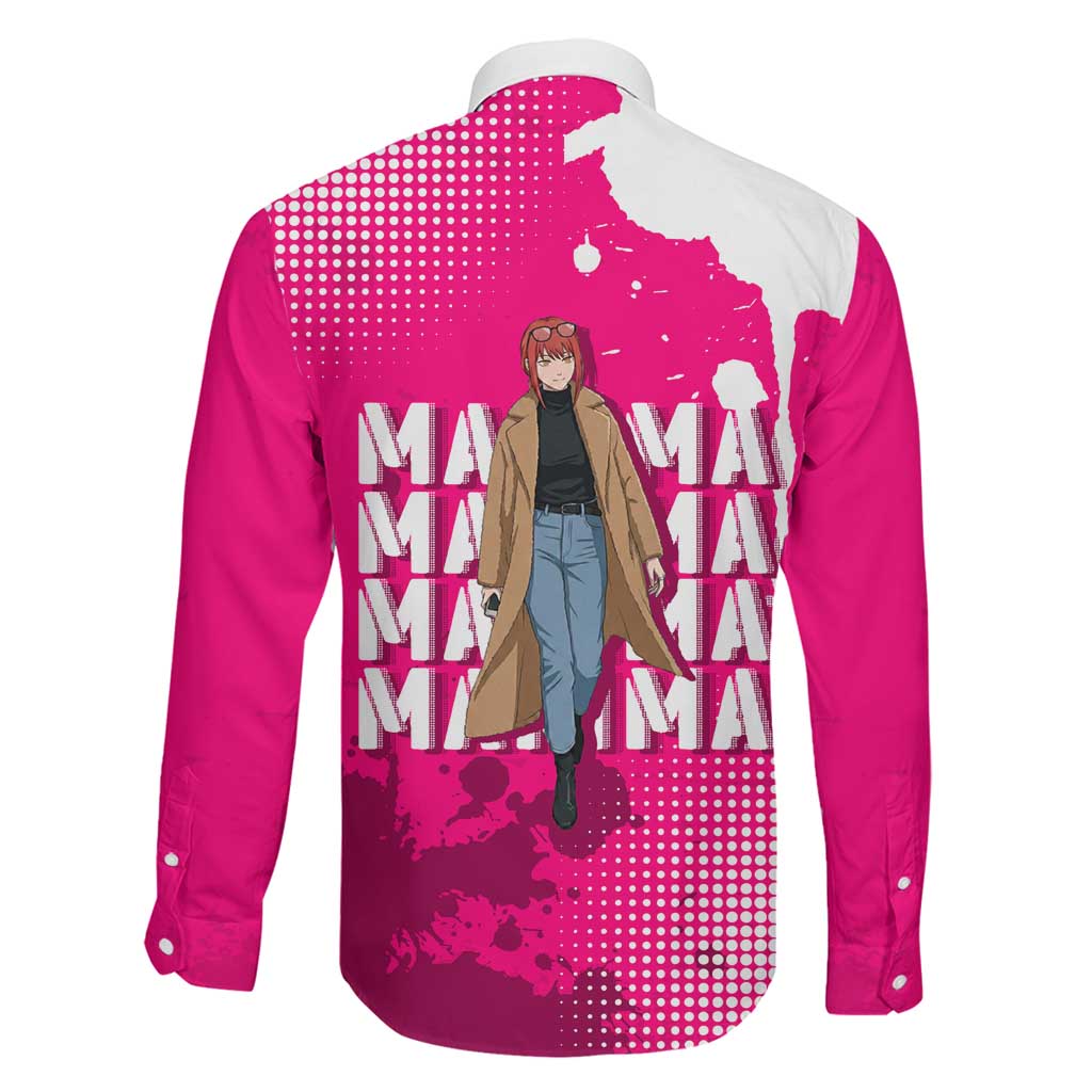 Makima Chainsaw Man Street Style Family Matching Summer Maxi Dress and Hawaiian Shirt Bold Anime Grunge Aesthetic in Hot Pink