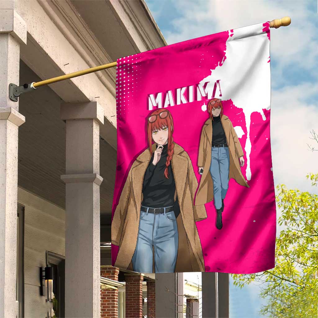 Makima Chainsaw Man Street Style Garden Flag Bold Anime Grunge Aesthetic in Hot Pink