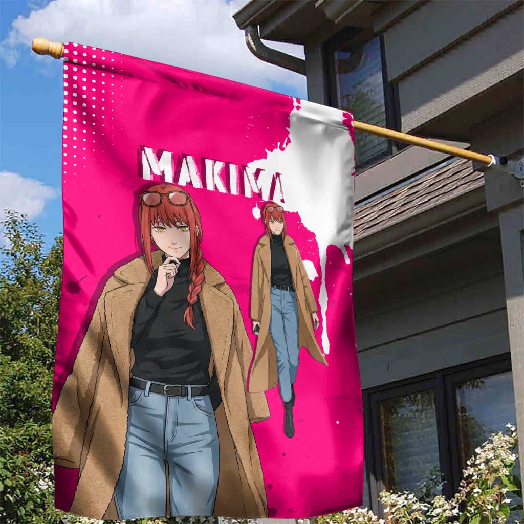 Makima Chainsaw Man Street Style Garden Flag Bold Anime Grunge Aesthetic in Hot Pink