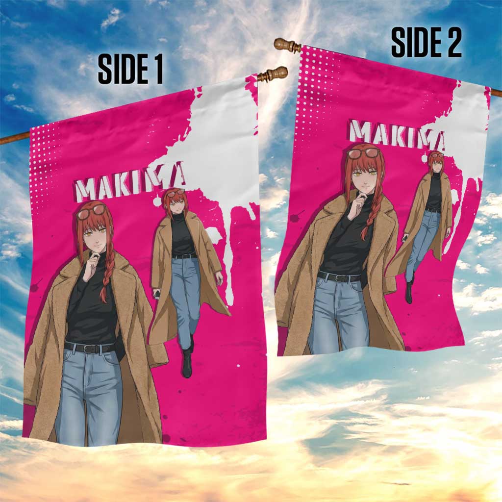 Makima Chainsaw Man Street Style Garden Flag Bold Anime Grunge Aesthetic in Hot Pink