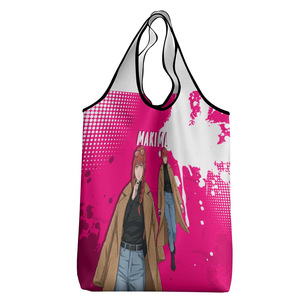 Makima Chainsaw Man Street Style Grocery Bag Bold Anime Grunge Aesthetic in Hot Pink