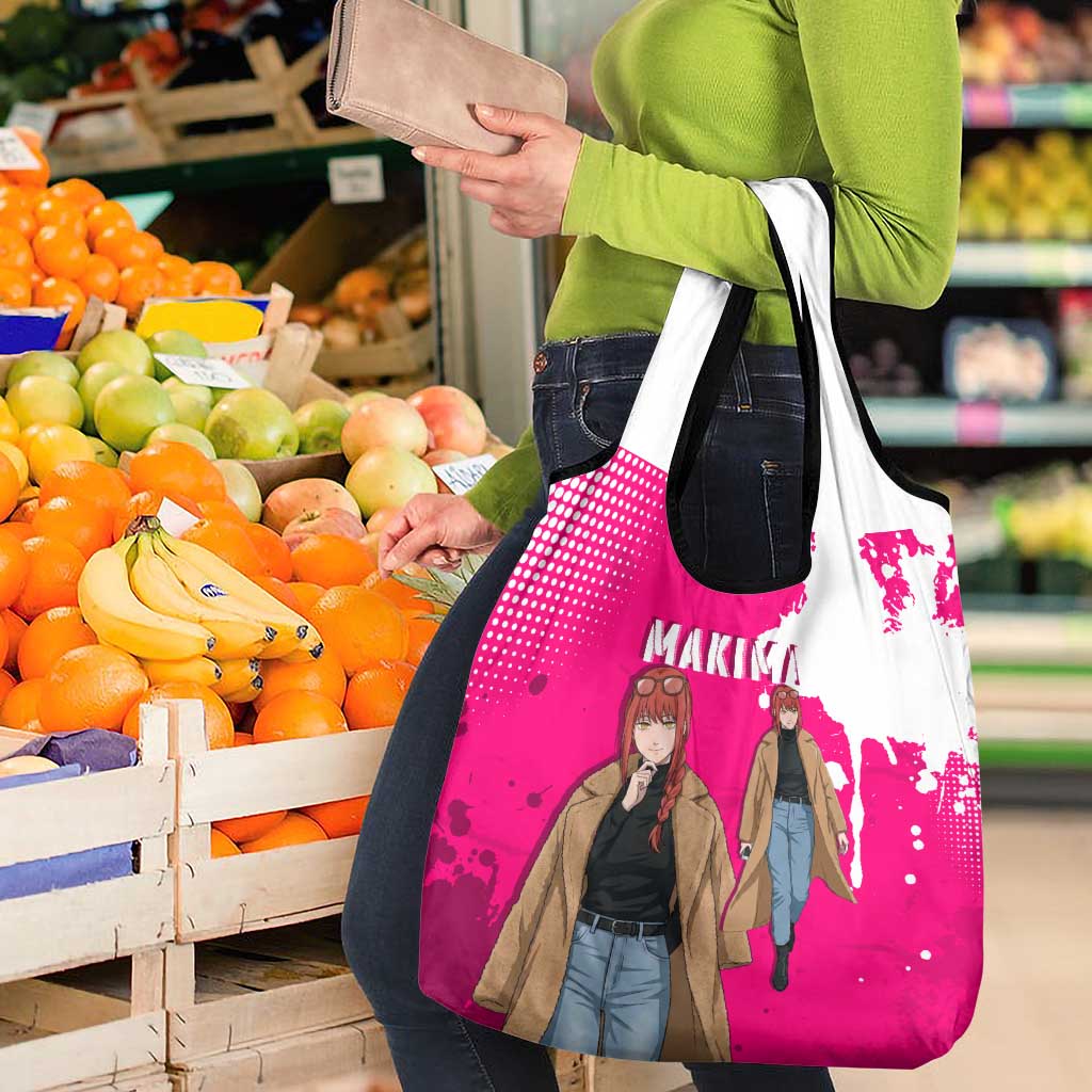 Makima Chainsaw Man Street Style Grocery Bag Bold Anime Grunge Aesthetic in Hot Pink