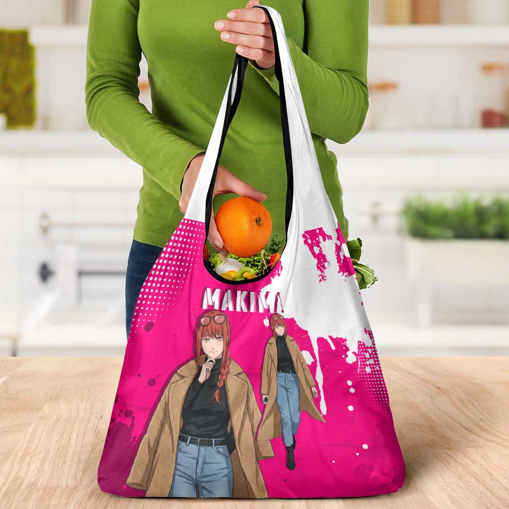 Makima Chainsaw Man Street Style Grocery Bag Bold Anime Grunge Aesthetic in Hot Pink