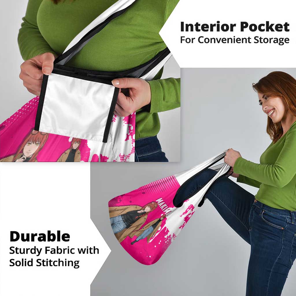 Makima Chainsaw Man Street Style Grocery Bag Bold Anime Grunge Aesthetic in Hot Pink