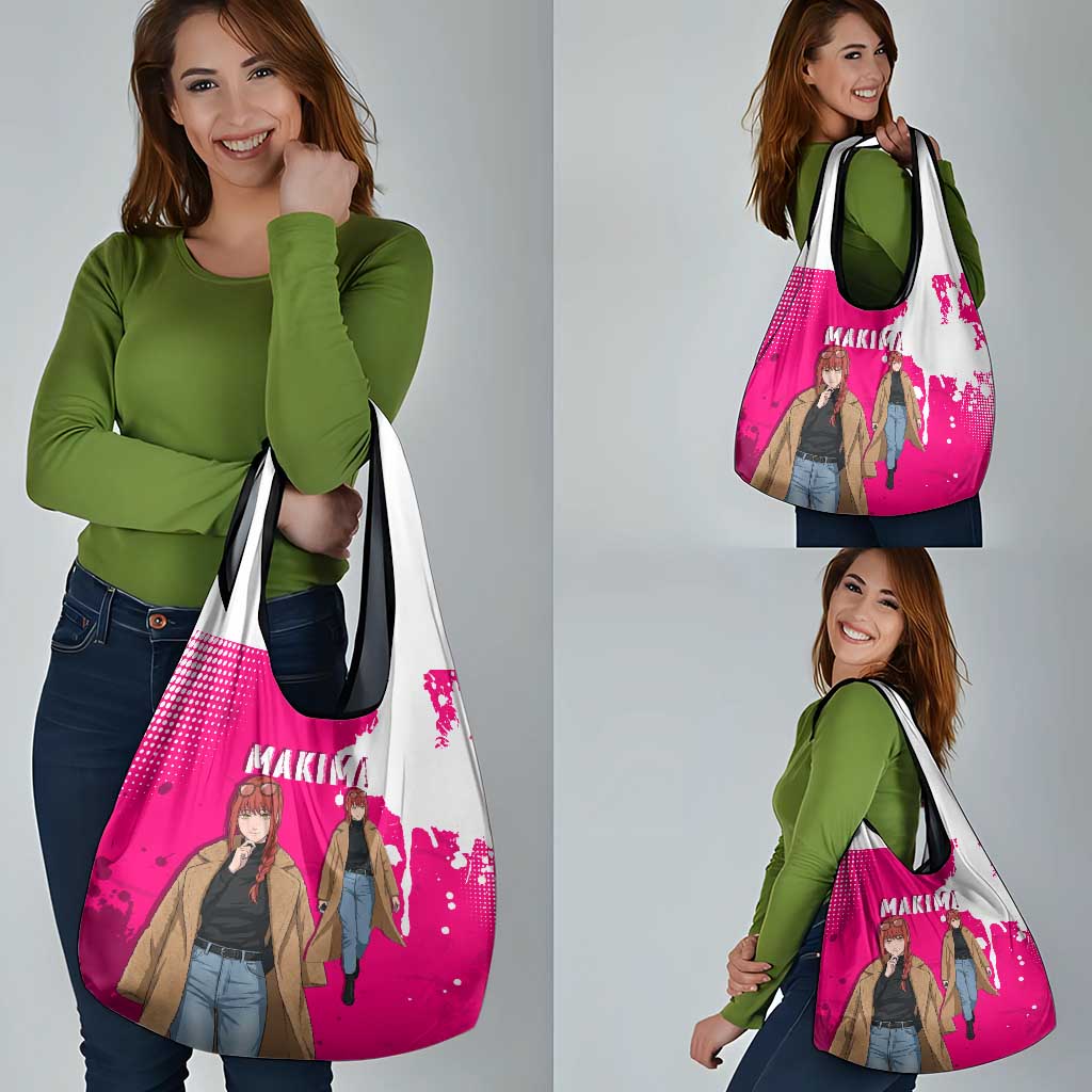 Makima Chainsaw Man Street Style Grocery Bag Bold Anime Grunge Aesthetic in Hot Pink