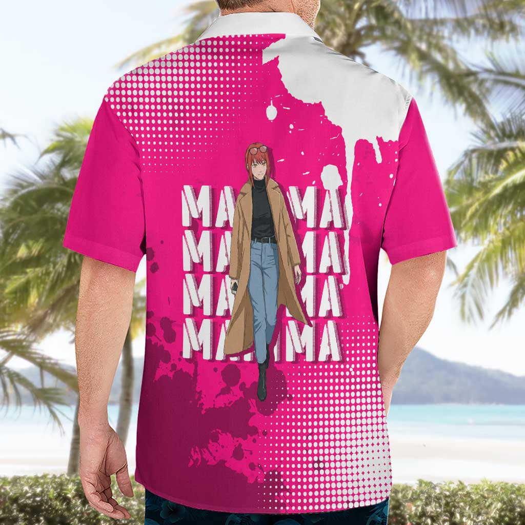 Makima Chainsaw Man Street Style Hawaiian Shirt Bold Anime Grunge Aesthetic in Hot Pink