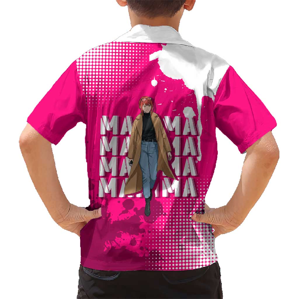 Makima Chainsaw Man Street Style Hawaiian Shirt Bold Anime Grunge Aesthetic in Hot Pink