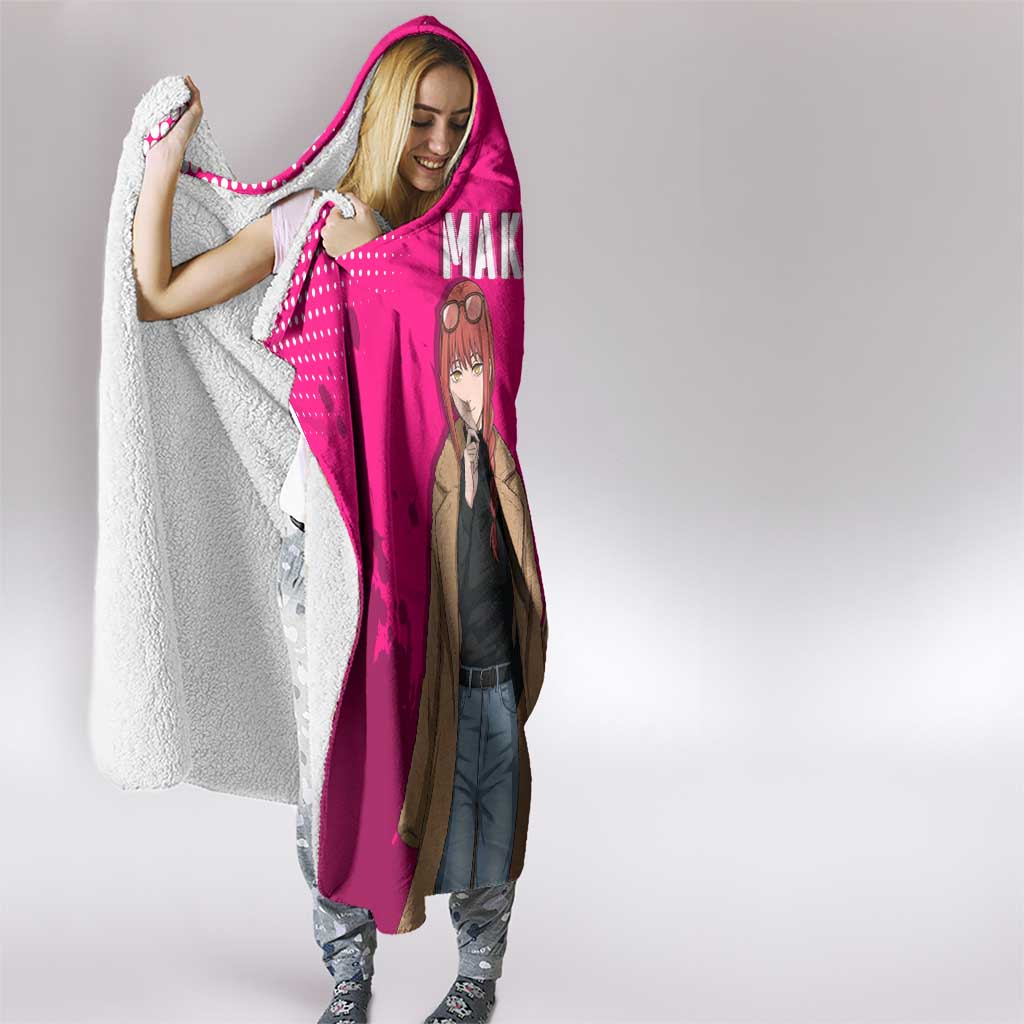 Makima Chainsaw Man Street Style Hooded Blanket Bold Anime Grunge Aesthetic in Hot Pink