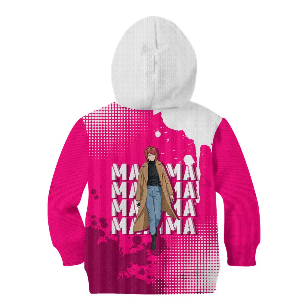 Makima Chainsaw Man Street Style Kid Hoodie Bold Anime Grunge Aesthetic in Hot Pink