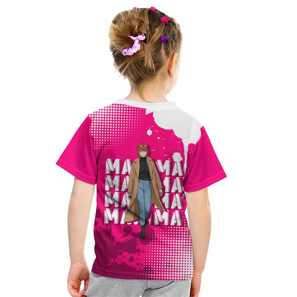 Makima Chainsaw Man Street Style Kid T Shirt Bold Anime Grunge Aesthetic in Hot Pink