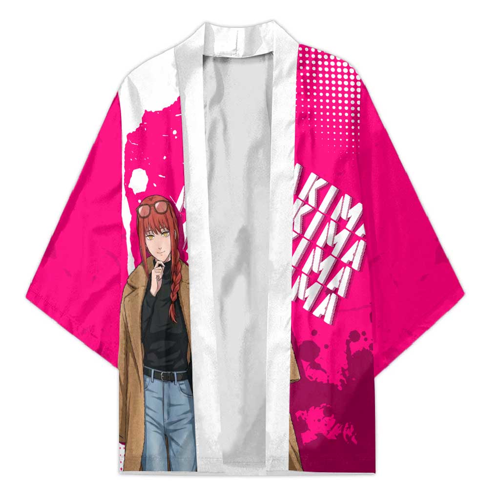 Makima Chainsaw Man Street Style Kimono Bold Anime Grunge Aesthetic in Hot Pink