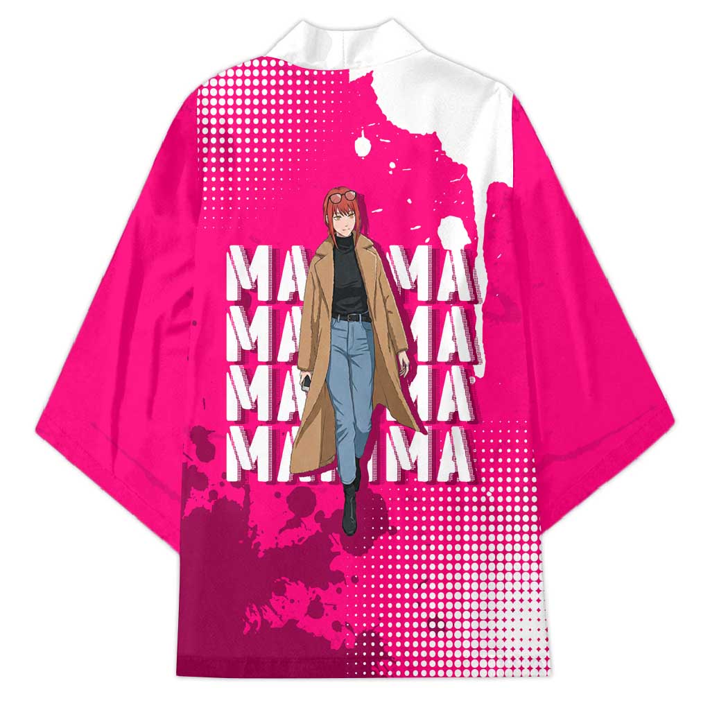 Makima Chainsaw Man Street Style Kimono Bold Anime Grunge Aesthetic in Hot Pink