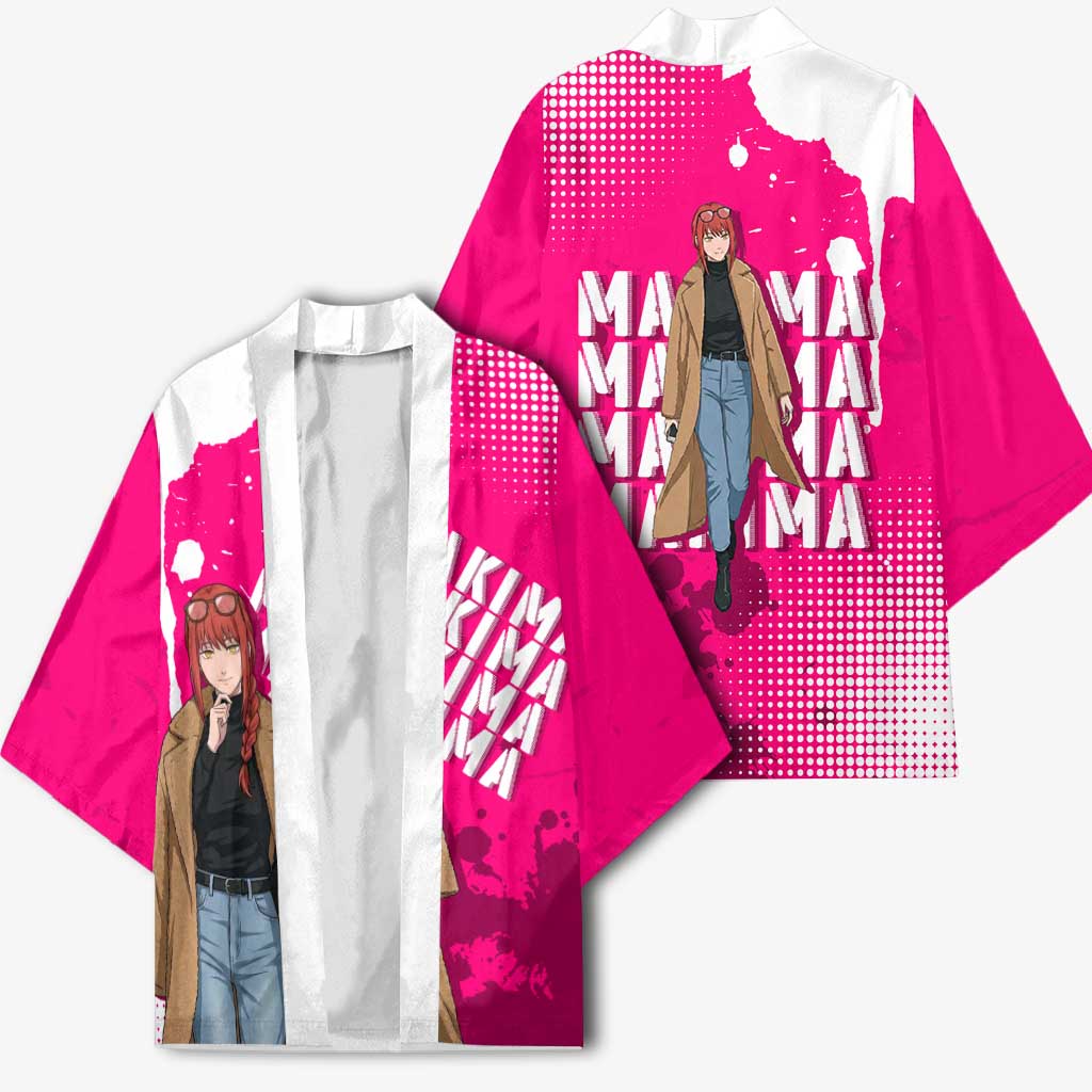 Makima Chainsaw Man Street Style Kimono Bold Anime Grunge Aesthetic in Hot Pink