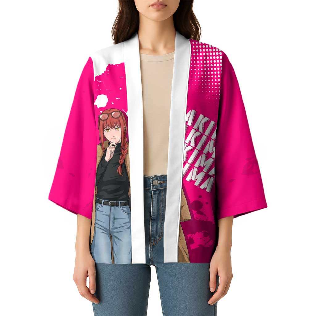 Makima Chainsaw Man Street Style Kimono Bold Anime Grunge Aesthetic in Hot Pink