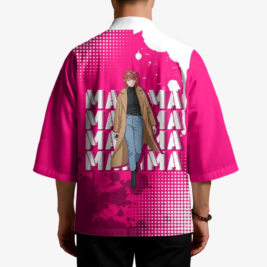 Makima Chainsaw Man Street Style Kimono Bold Anime Grunge Aesthetic in Hot Pink