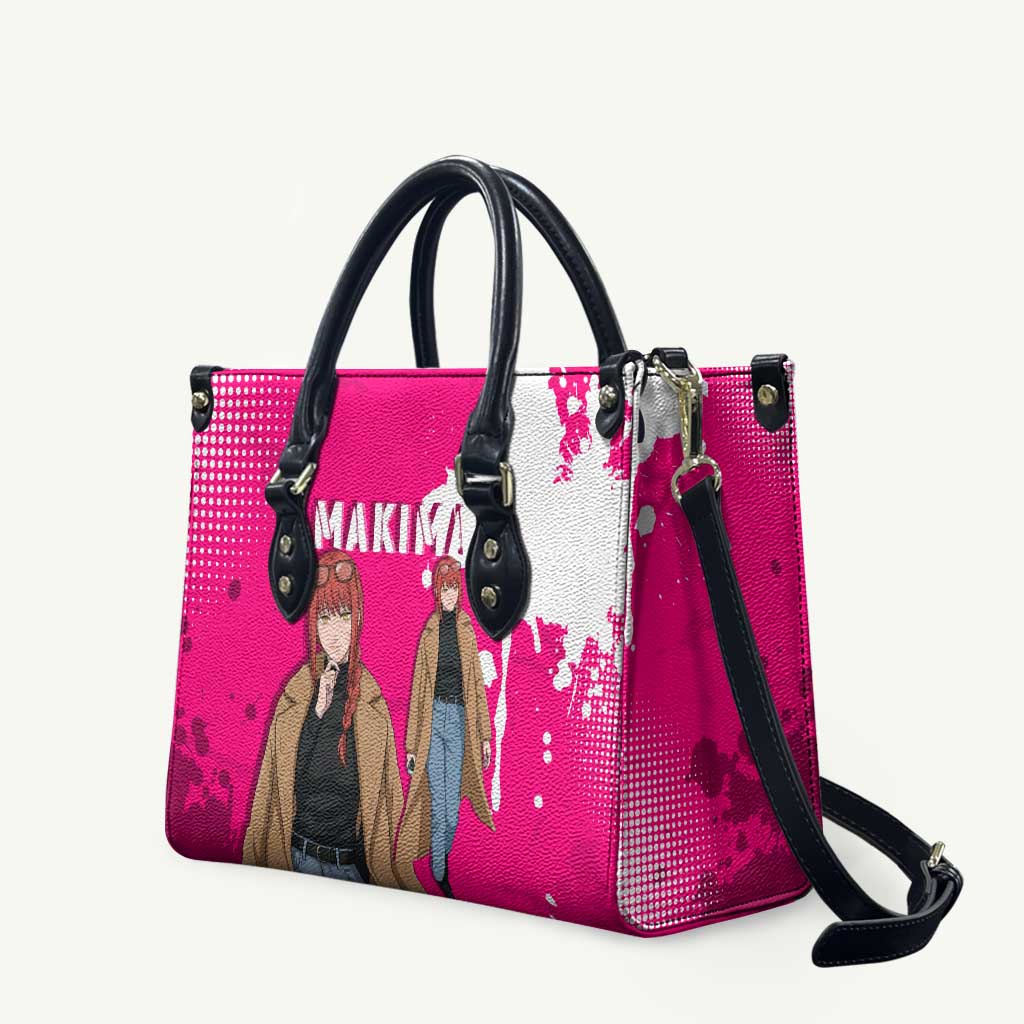 Makima Chainsaw Man Street Style Leather Bag Bold Anime Grunge Aesthetic in Hot Pink