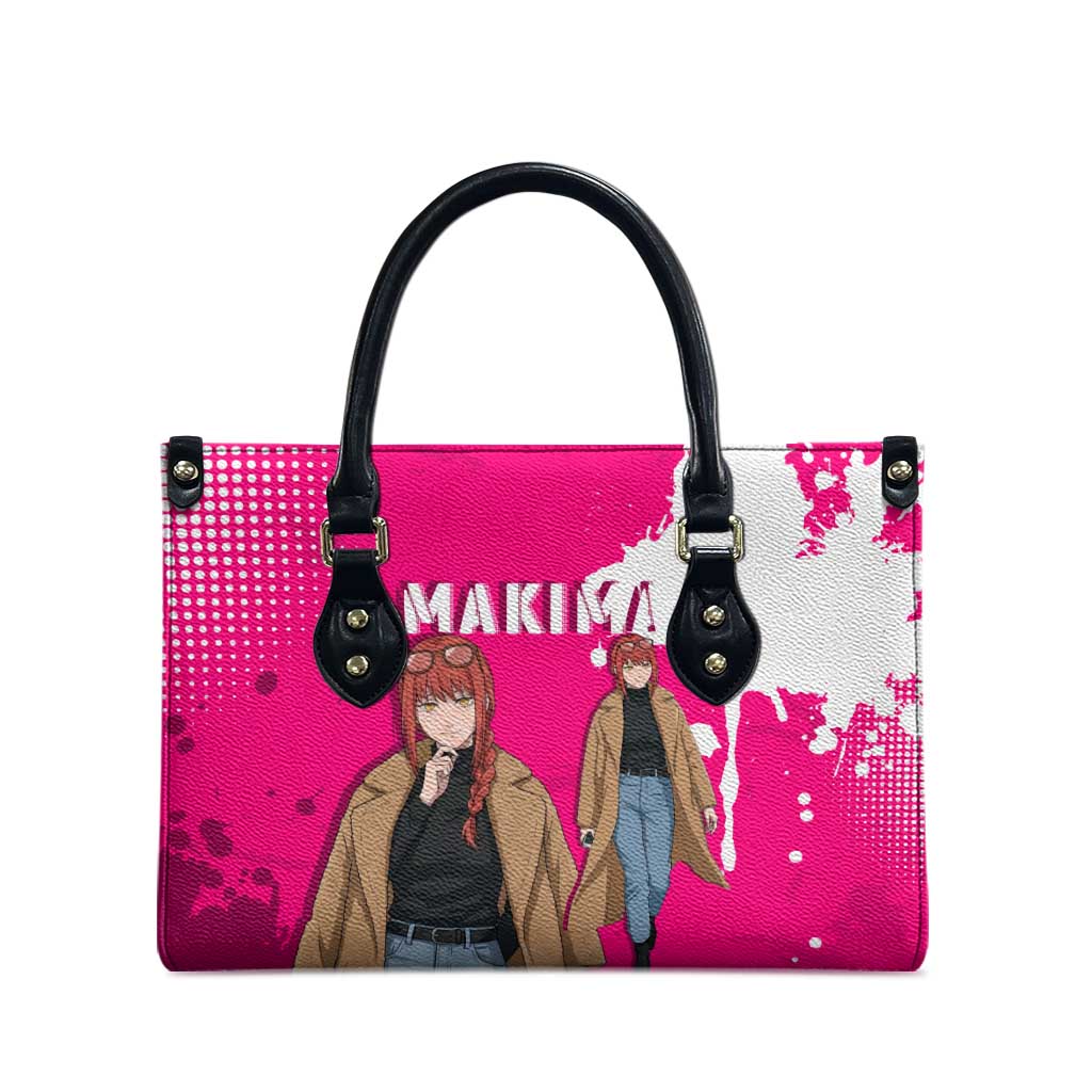 Makima Chainsaw Man Street Style Leather Bag Bold Anime Grunge Aesthetic in Hot Pink