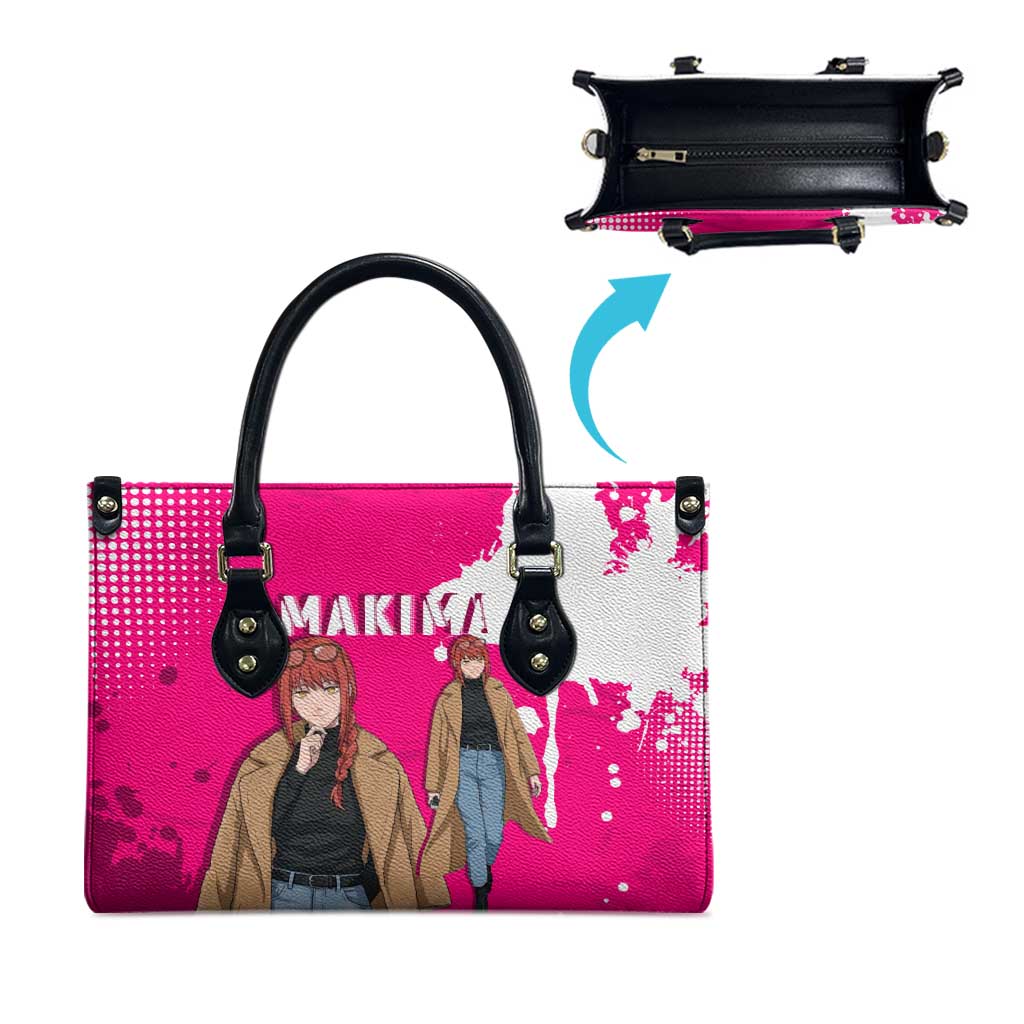 Makima Chainsaw Man Street Style Leather Bag Bold Anime Grunge Aesthetic in Hot Pink