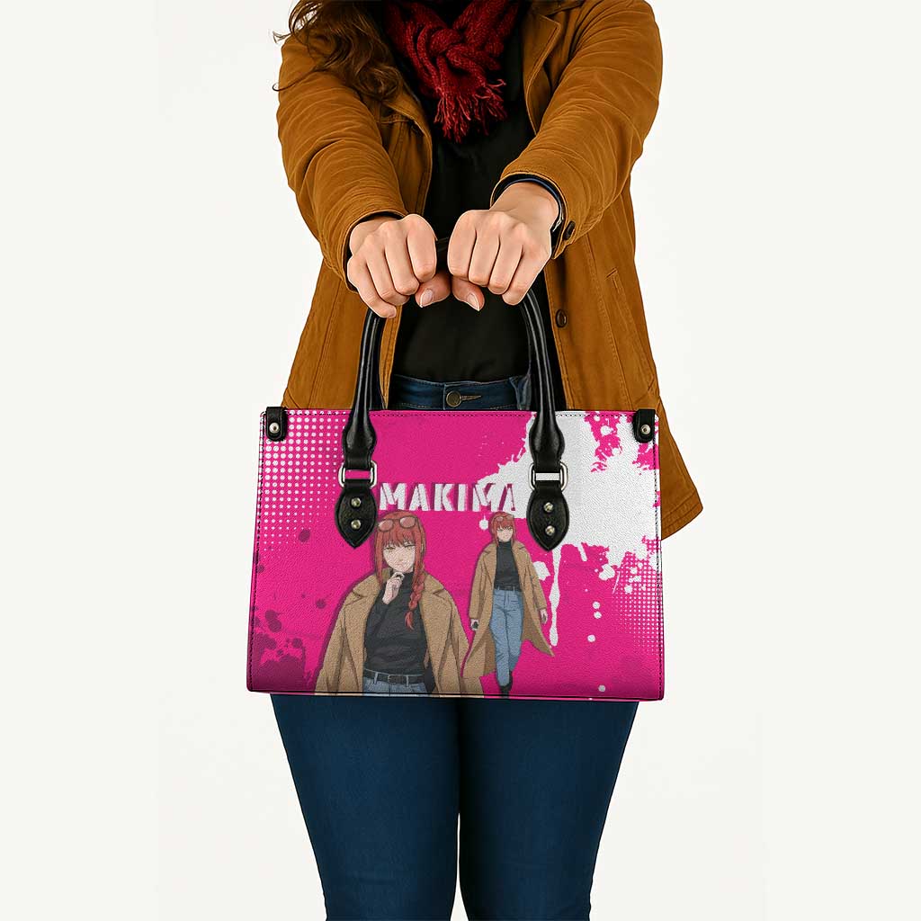 Makima Chainsaw Man Street Style Leather Bag Bold Anime Grunge Aesthetic in Hot Pink