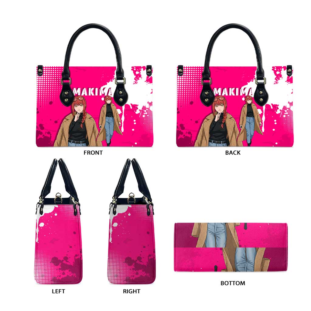 Makima Chainsaw Man Street Style Leather Bag Bold Anime Grunge Aesthetic in Hot Pink