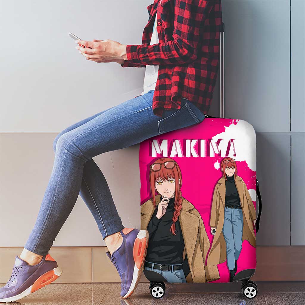 Makima Chainsaw Man Street Style Luggage Cover Bold Anime Grunge Aesthetic in Hot Pink