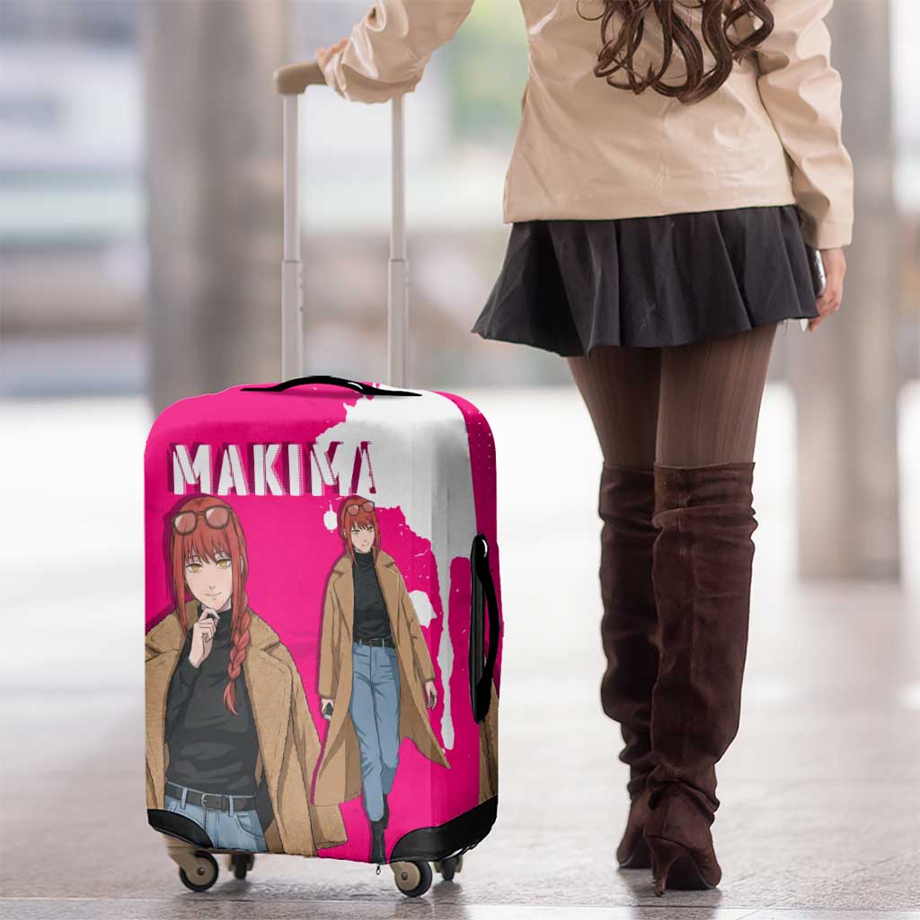 Makima Chainsaw Man Street Style Luggage Cover Bold Anime Grunge Aesthetic in Hot Pink